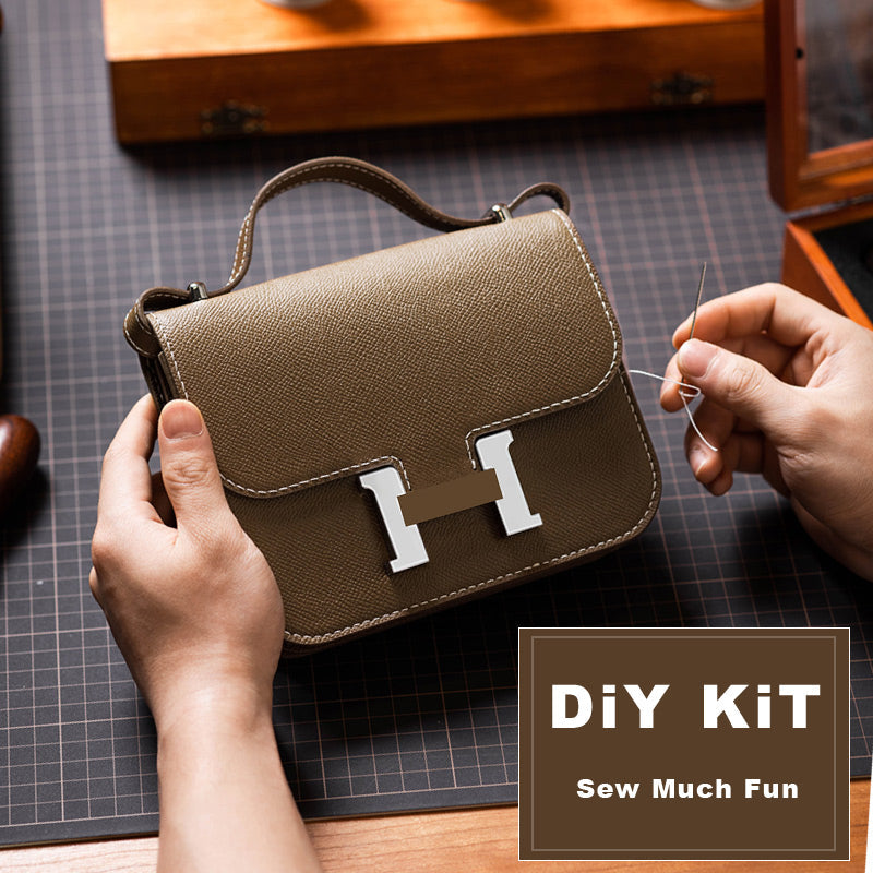 Leather Square Tofu Crossbody Bag DIY Kit – Tan or Black detail image 1