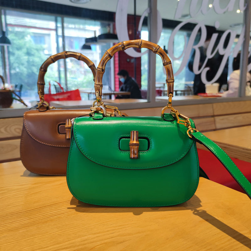 Genuine Leather Retro Bamboo Top Handle Mini Bag detail image 3