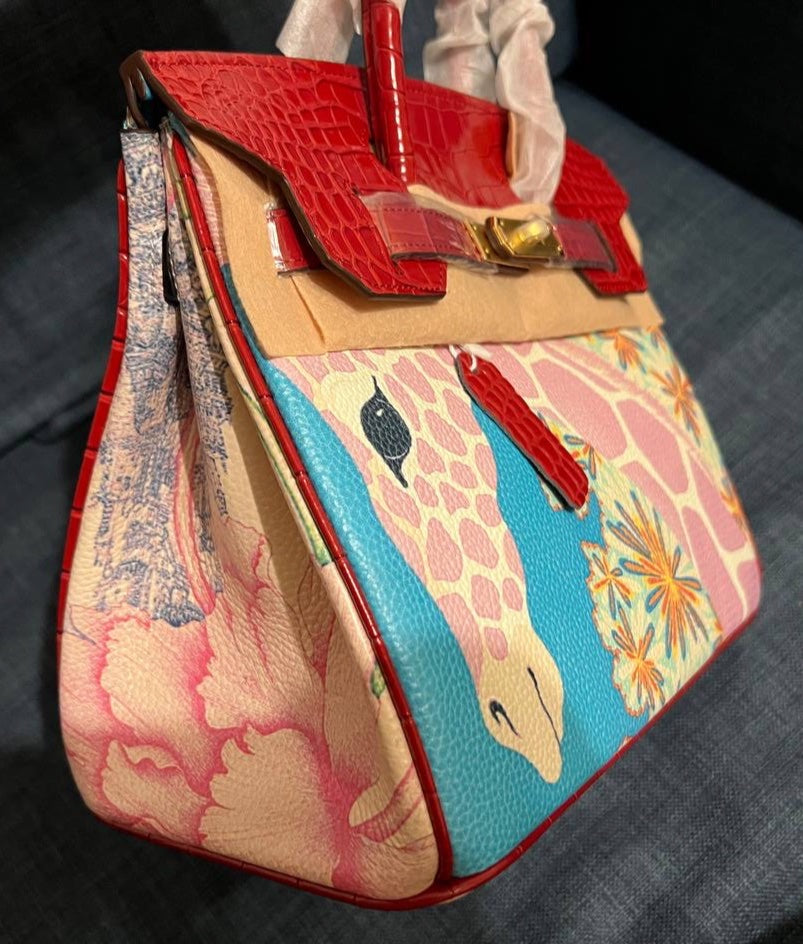 Graffiti Top Handle Bag 30cm Top Grain Leather Shoulder Bag detail image 9