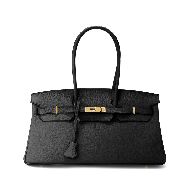 Top Grain Leather Top Handle Bag with Long Shoulder Strap - 40cm detail image 18
