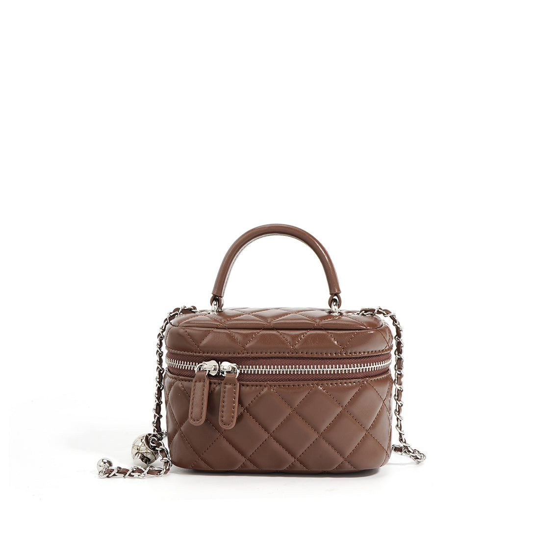 Quilted Leather Mini Box Bag with Chain Strap detail image 8