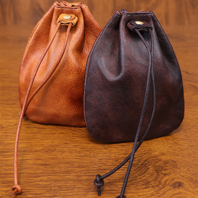 Vegetable Tanned Leather Coin Purse Wallet – Brown/Coffee detail image 3