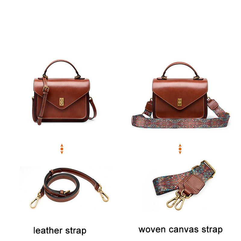 Vegetable Tanned Cowhide Leather Handbag | Black, Dark Brown, Jade Green detail image 2
