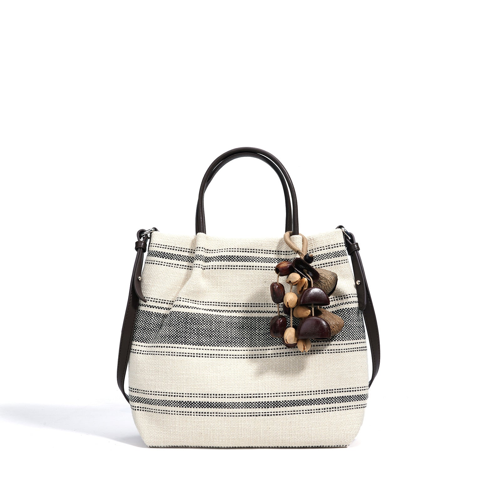 Striped Linen Ethnic Crossbody Bag with Dual Straps detail image 9