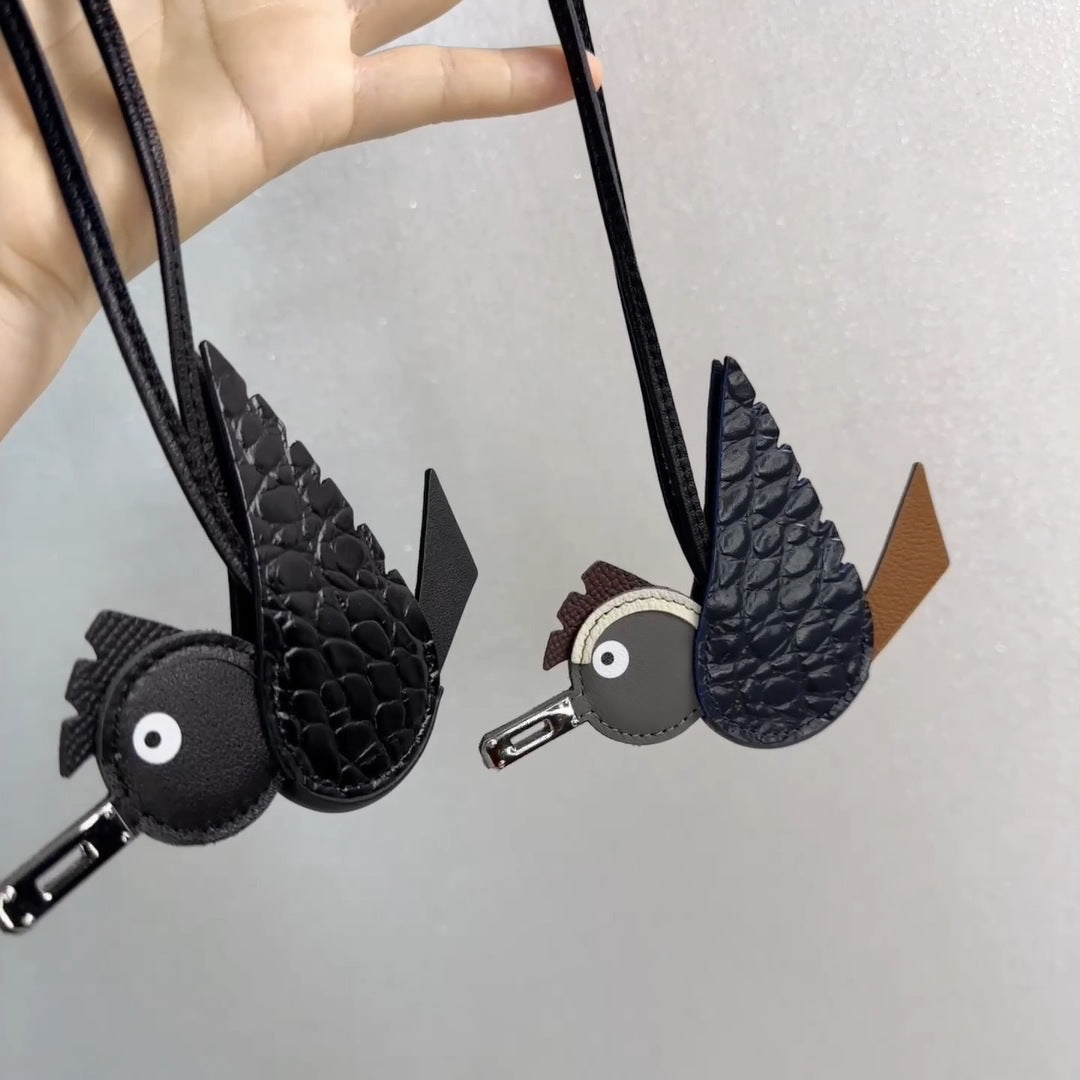 Top Grain Leather Birdy Bag Charm and Keychain detail image 4