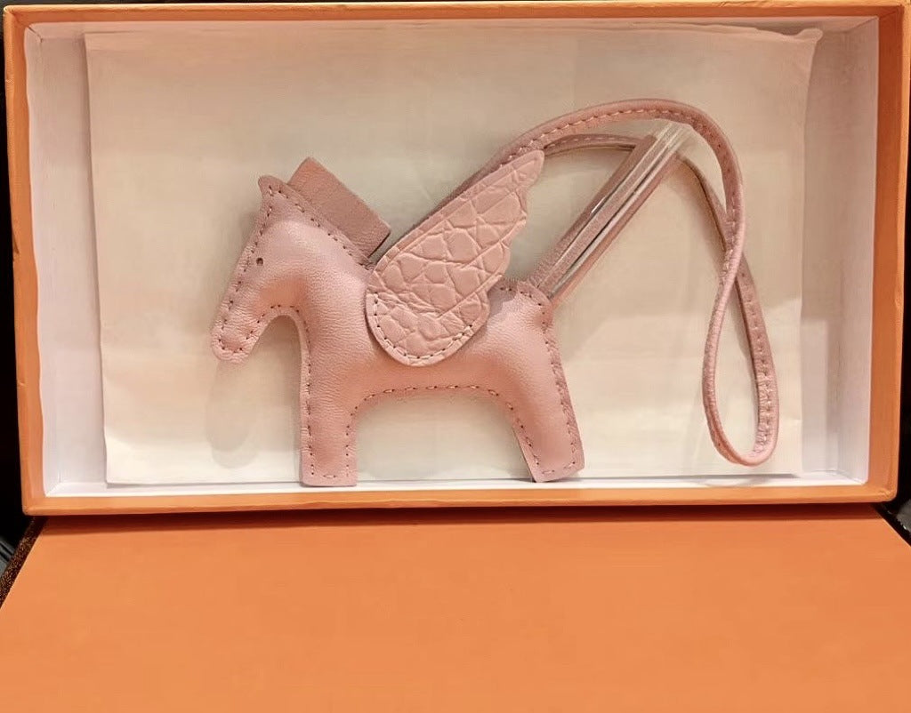 Horse Bag Charm Keychain in Sheepskin with Crocodile Pattern detail image 9