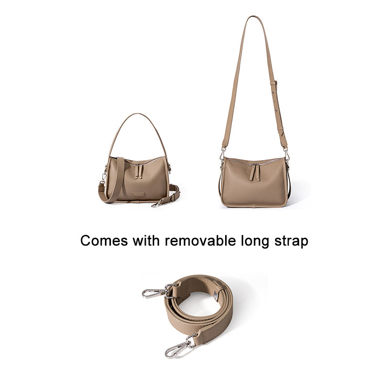 Top Grain Leather Handbag with Detachable and Adjustable Strap detail image 7