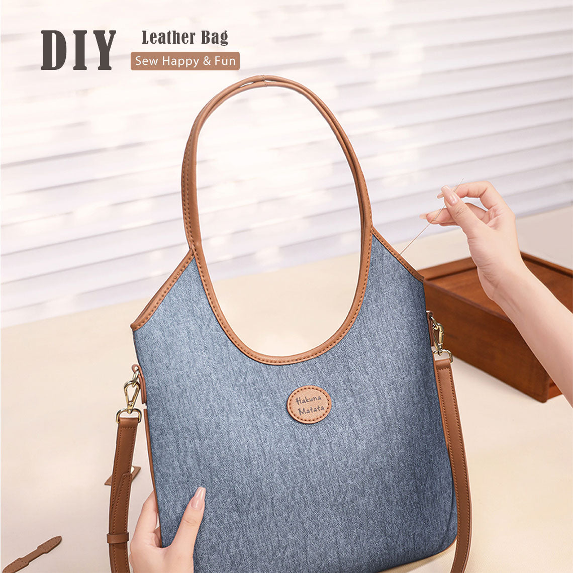 Handsew Leather Shoulder Bag DIY Kit – Top Grain Leather, 3 Colors detail image 1