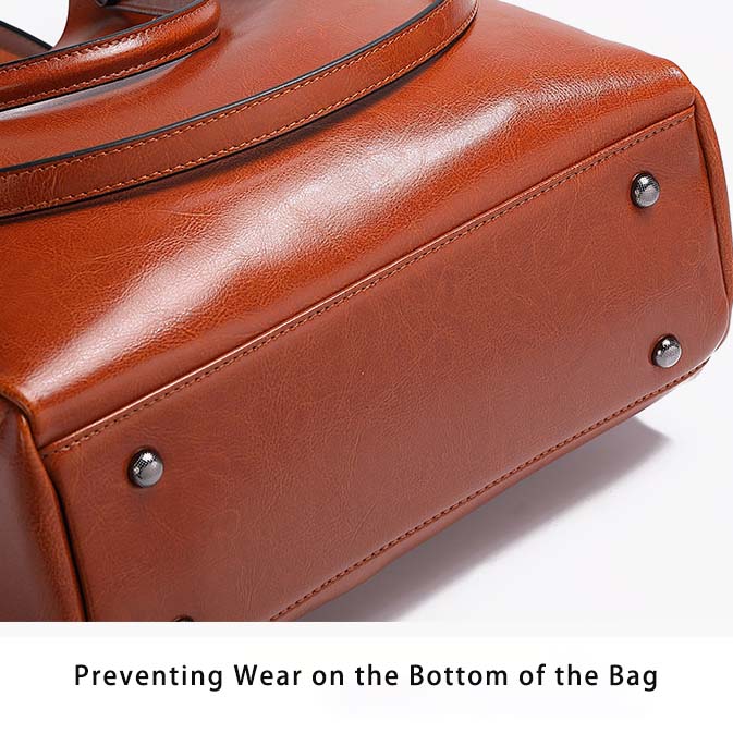 Oil Wax Leather Bucket Bag - Genuine Leather Tote Crossbody Bag detail image 4