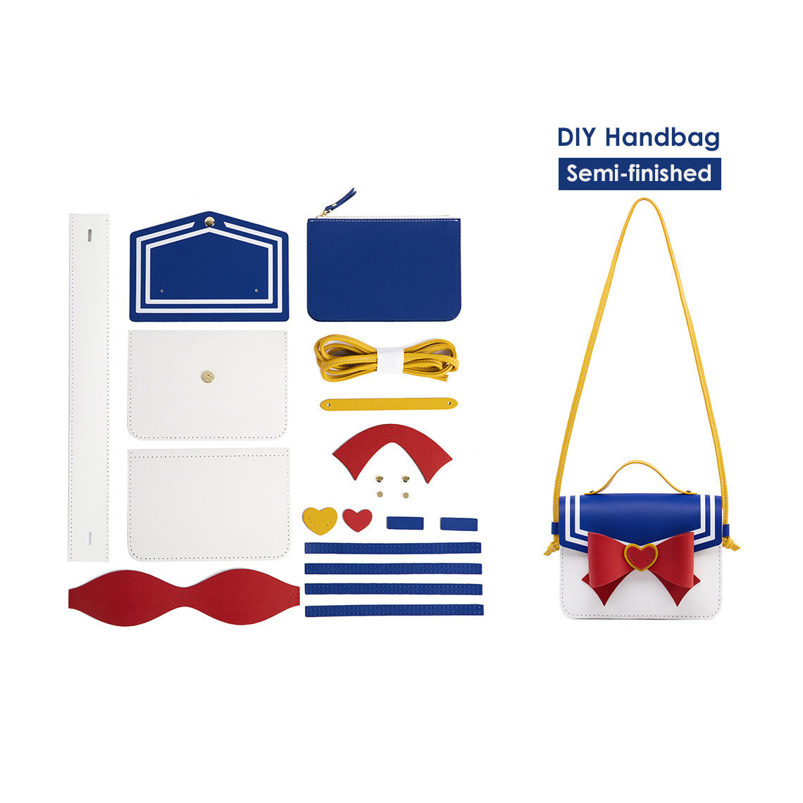 Handmade Leather Crossbody Bag DIY Kit with Anime Style Bowknot product image 1