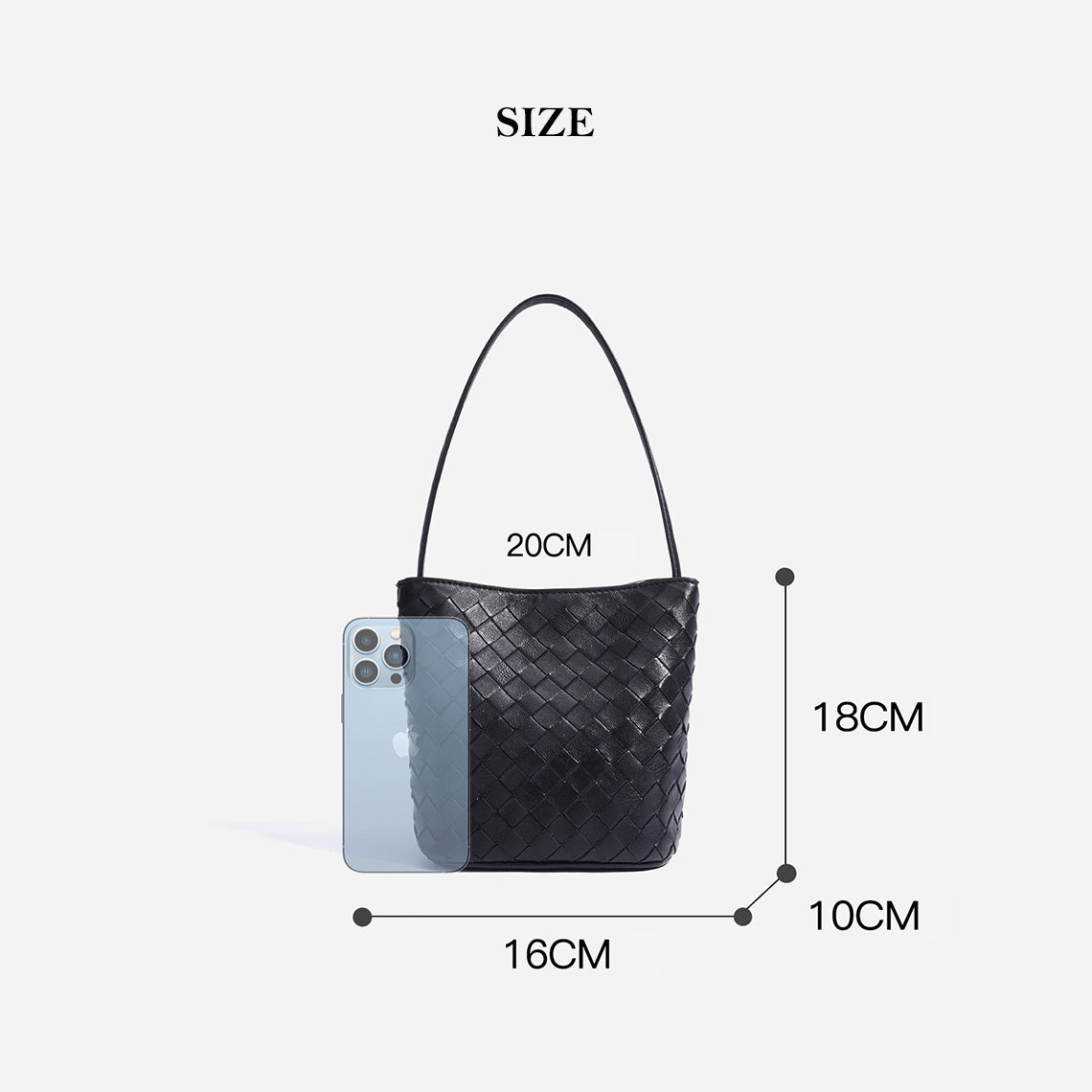 Sheep Leather Small Woven Tote Bag with Detachable Strap detail image 8