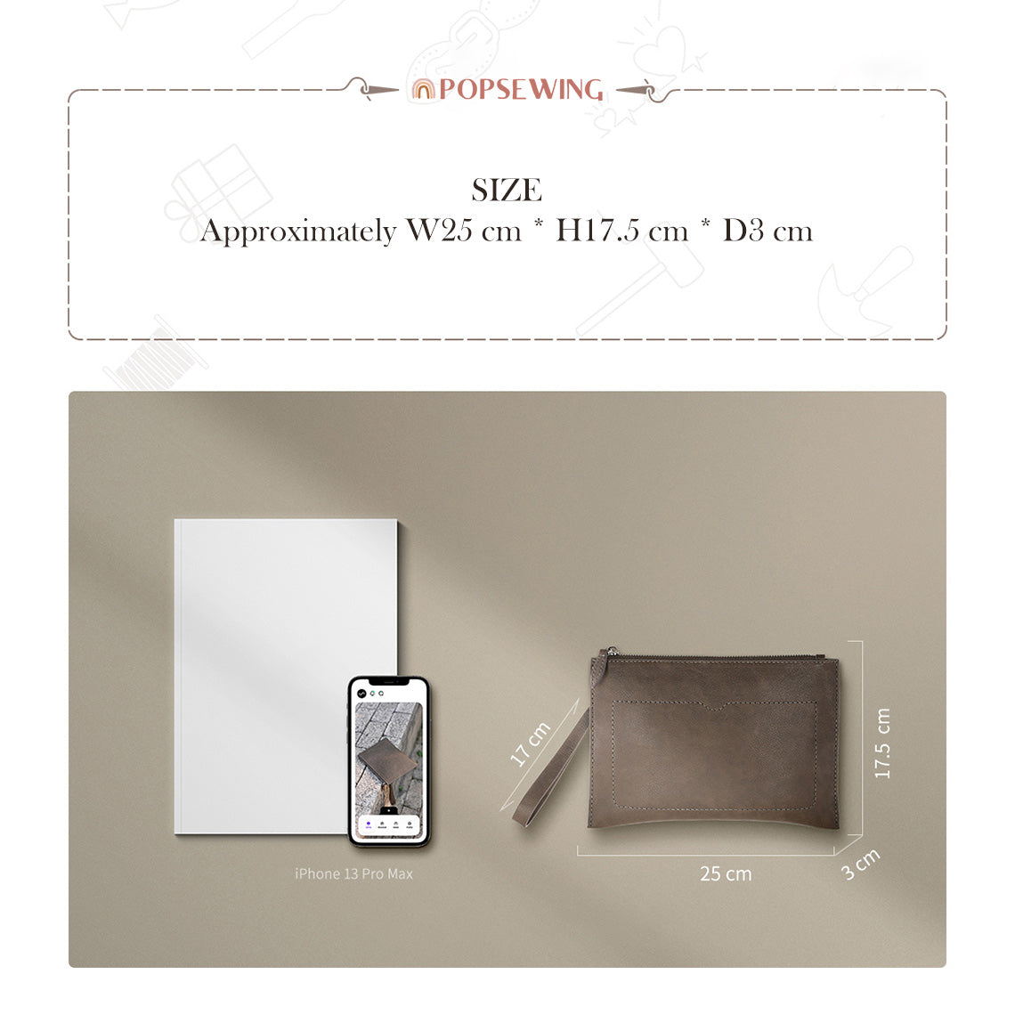 Men's Leather Clutch Bag DIY Kit – Top Grain & Full Grain Leather detail image 4