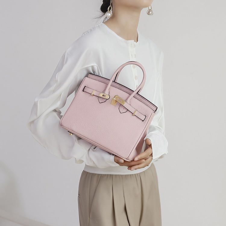 Mini Top Handle Bag 20 in Pebbled Grain Leather with Adjustable Strap detail image 6