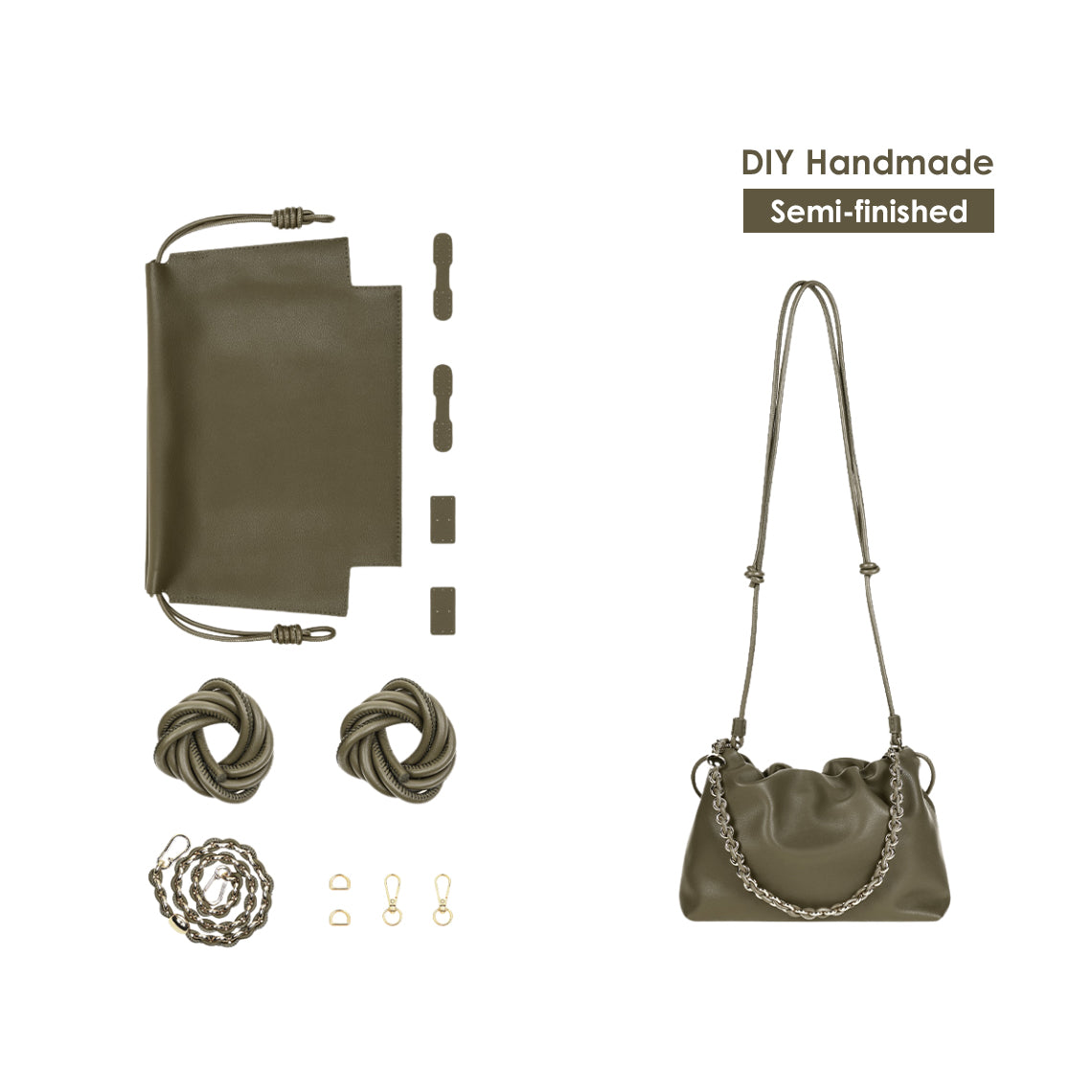 Hand Sewn Leather Drawstring Chain Clutch DIY Kit product image 1