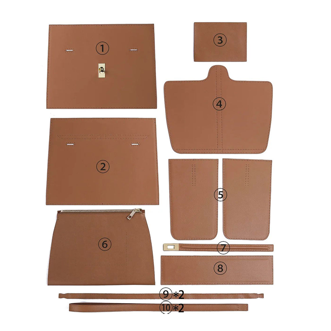 Handsewgift Leather Tote Bag DIY Kit – Brown Large, Brown Medium, Grey Medium detail image 1
