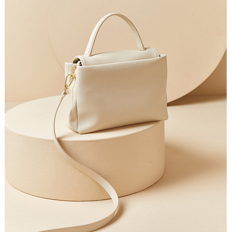 Soft Leather Square Bag for Women – Handbag, Shoulder Bag, Crossbody in Yellow, Black, Brown, Off-white detail image 8