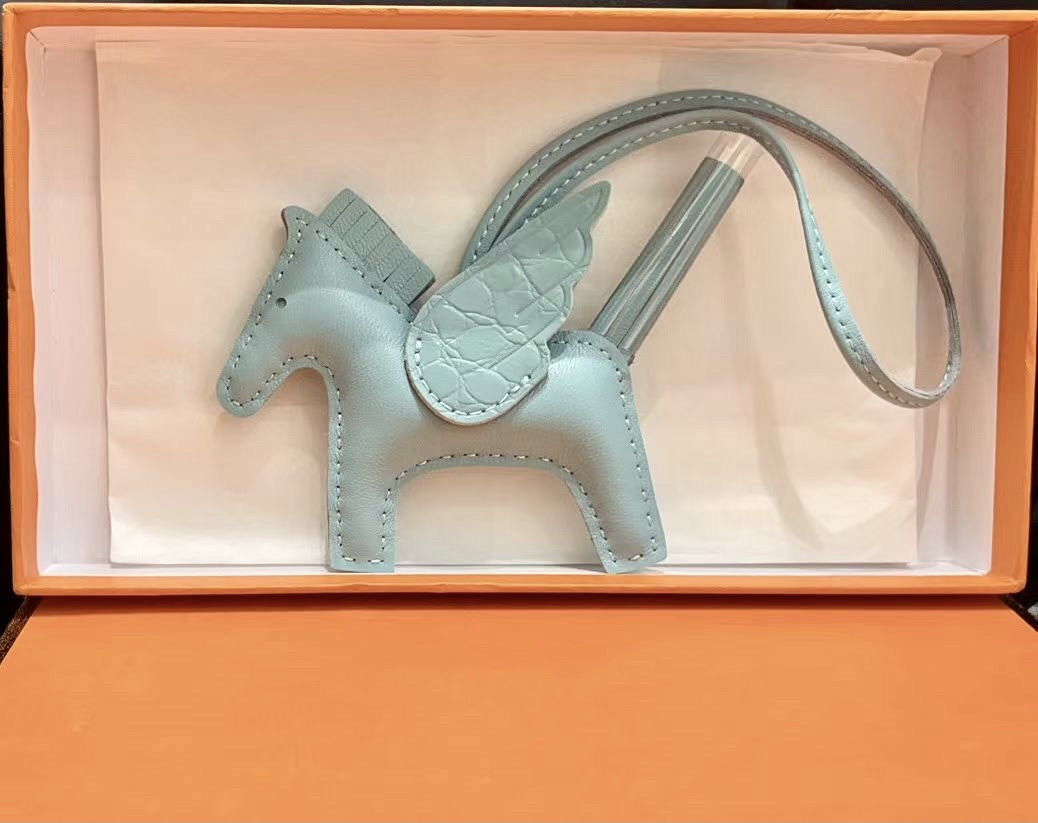 Horse Bag Charm Keychain in Sheepskin with Crocodile Pattern detail image 8