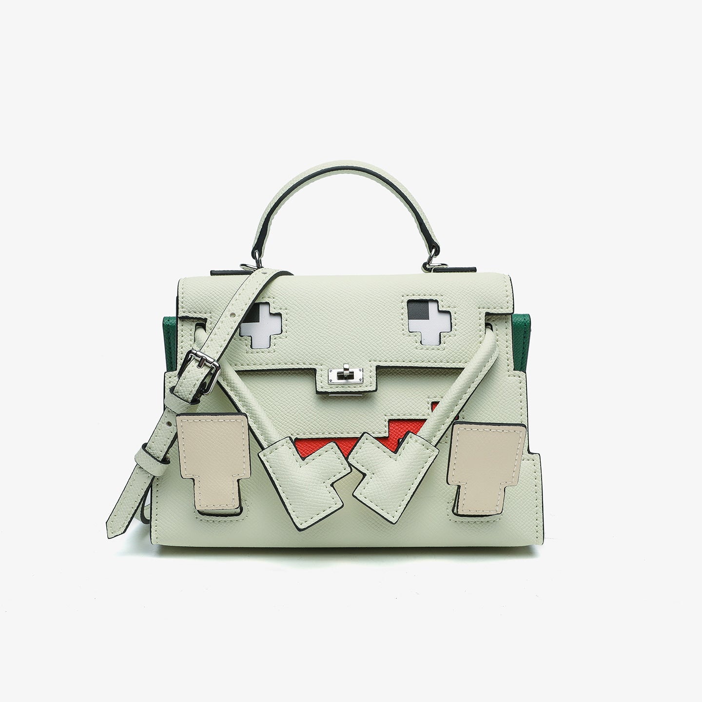 Picto Doll Bag Charm in Fine Embossed Grain Leather detail image 16