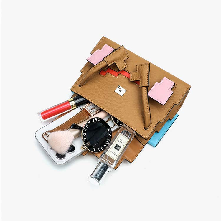 Picto Doll Bag Charm in Fine Embossed Grain Leather detail image 7
