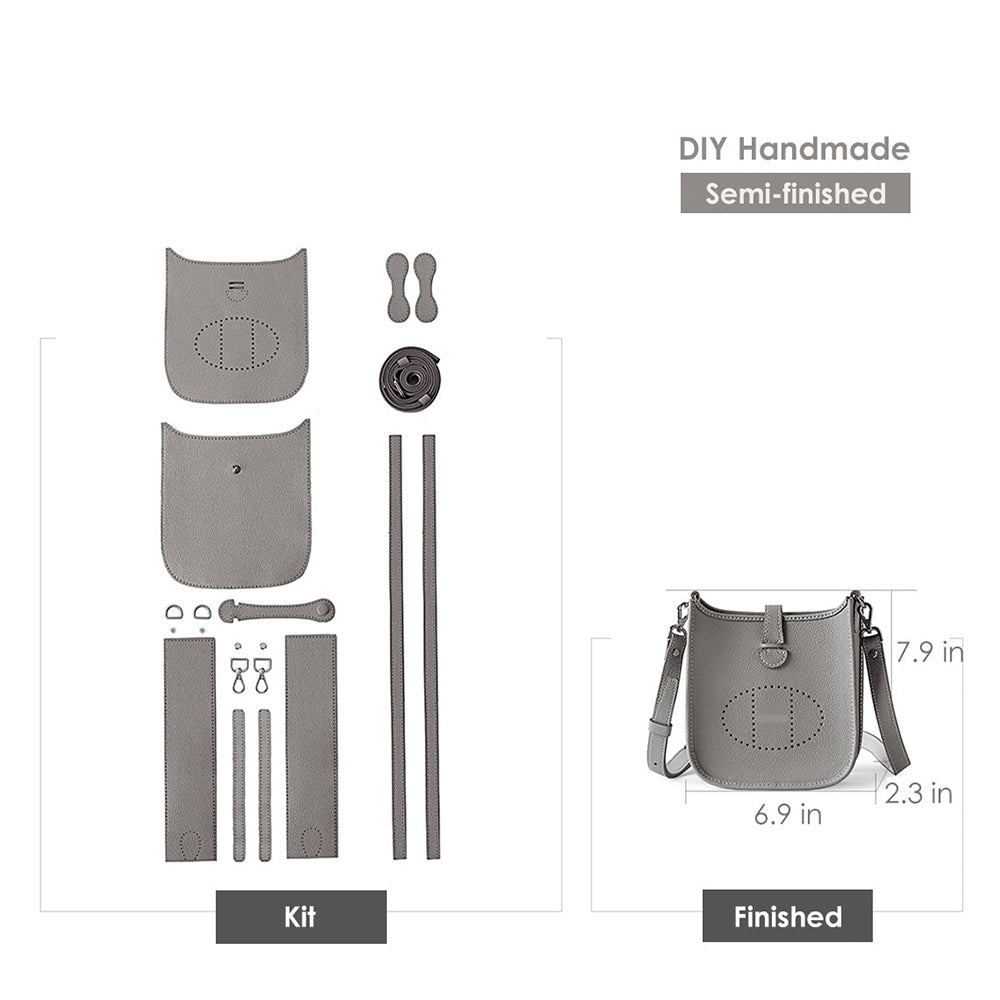 Hand Sewn Leather Mini Crossbody Bag DIY Kit – Grey or Pink product image 1