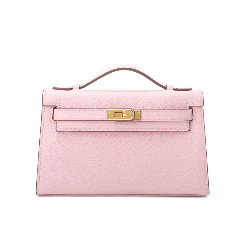 Fine Embossed Grain Leather Pochette Shoulder Bag with Detachable Straps detail image 10