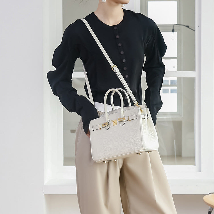 Mini Top Handle Bag 20 in Pebbled Grain Leather with Adjustable Strap detail image 5