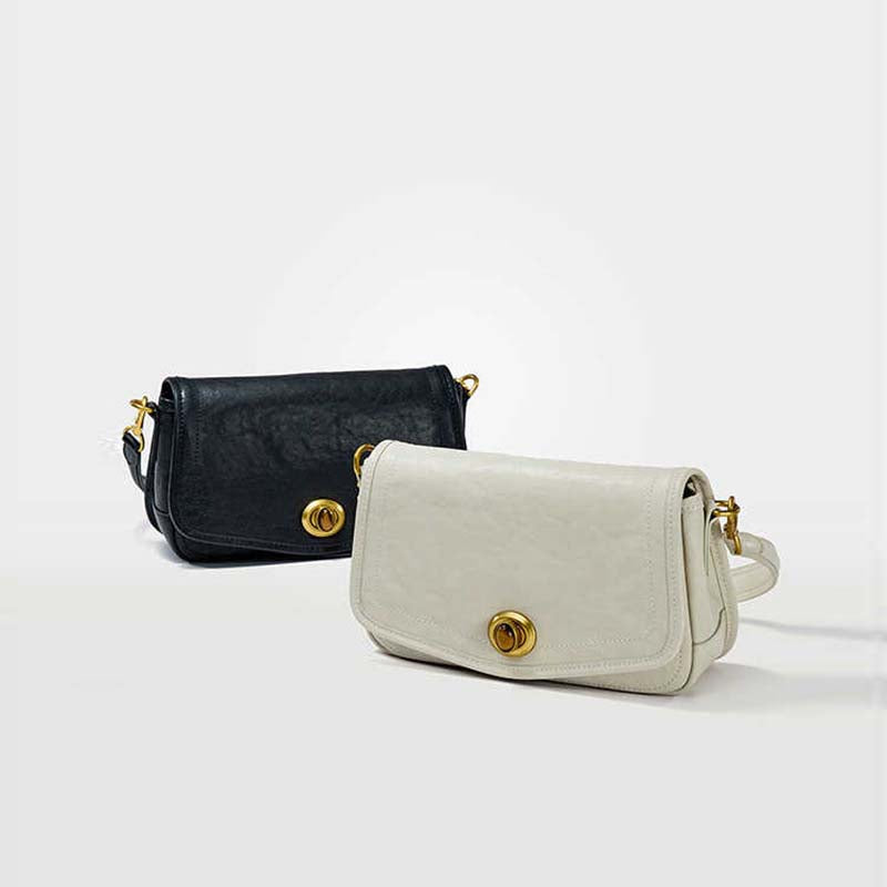 French Underarm Leather Bag Premium Square Handbag – Off-White, Dark Brown, Deep Black detail image 6
