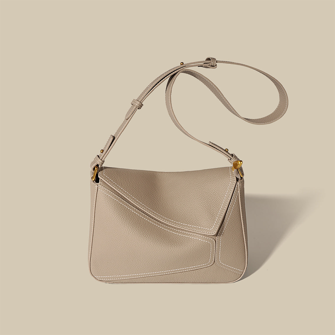 Top Grain Leather Geometric Panel Bag with Detachable Straps detail image 13