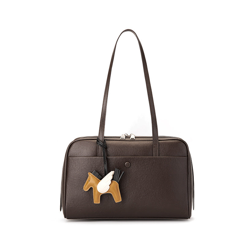 Top Grain Leather Boston Bag Large Capacity Laptop Bag detail image 8