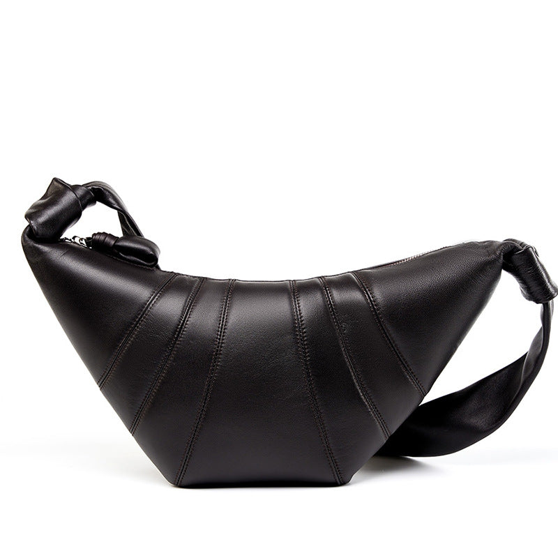 Premium Lambskin Leather Croissant Bag - Soft Hobo Crossbody Shoulder Purse product image 1