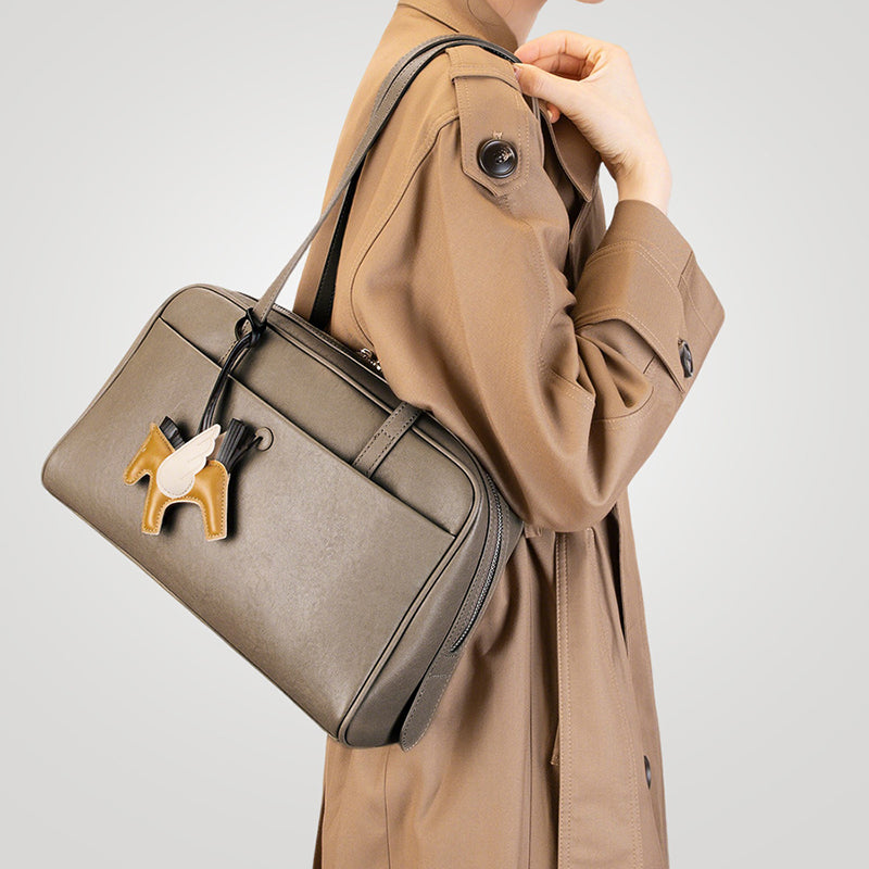 Top Grain Leather Boston Bag Large Capacity Laptop Bag detail image 2