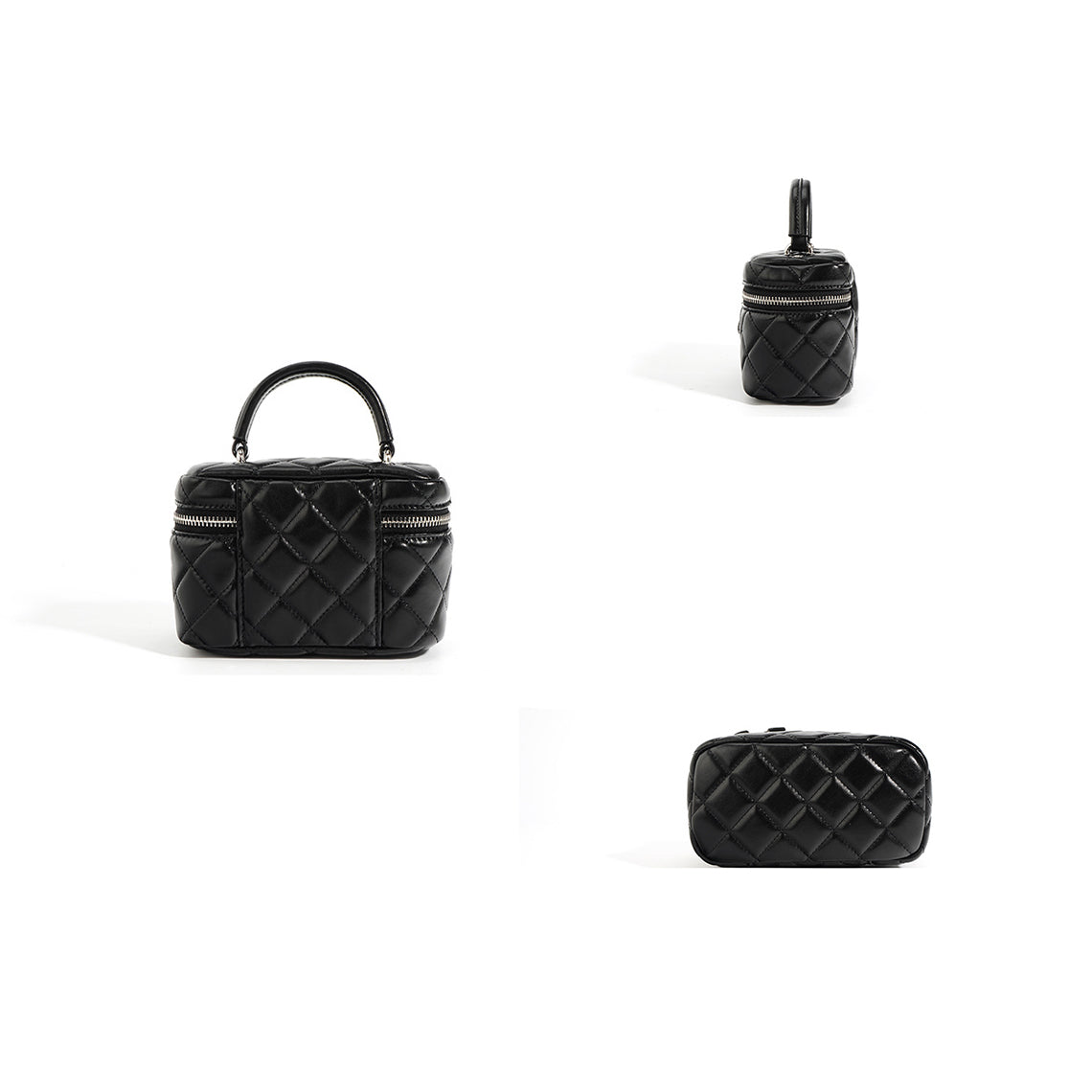 Quilted Leather Mini Box Bag with Chain Strap detail image 3