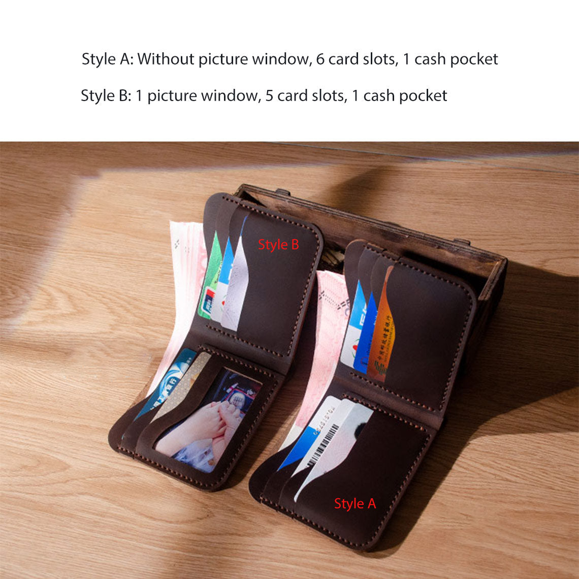 Handsewgift DIY Crazy Horse Leather Bifold Wallet Kit – Choose Style A or B detail image 7