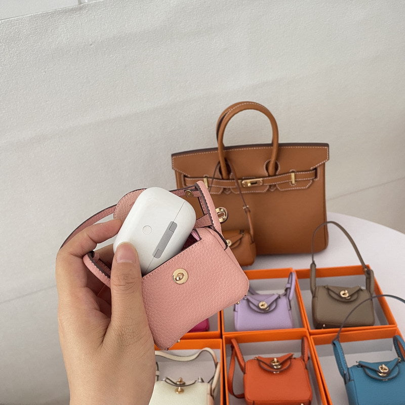 Mini Shoulder Bag Charm Keychain PU Leather Earphone Storage detail image 1