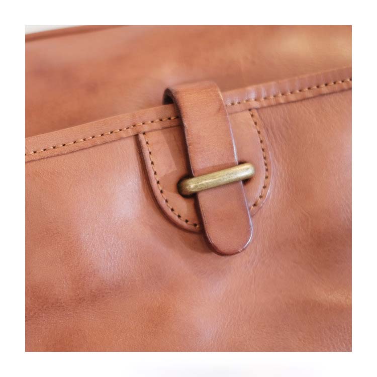 Small Square Leather Messenger Bag with Adjustable Strap – Black & Brown detail image 9
