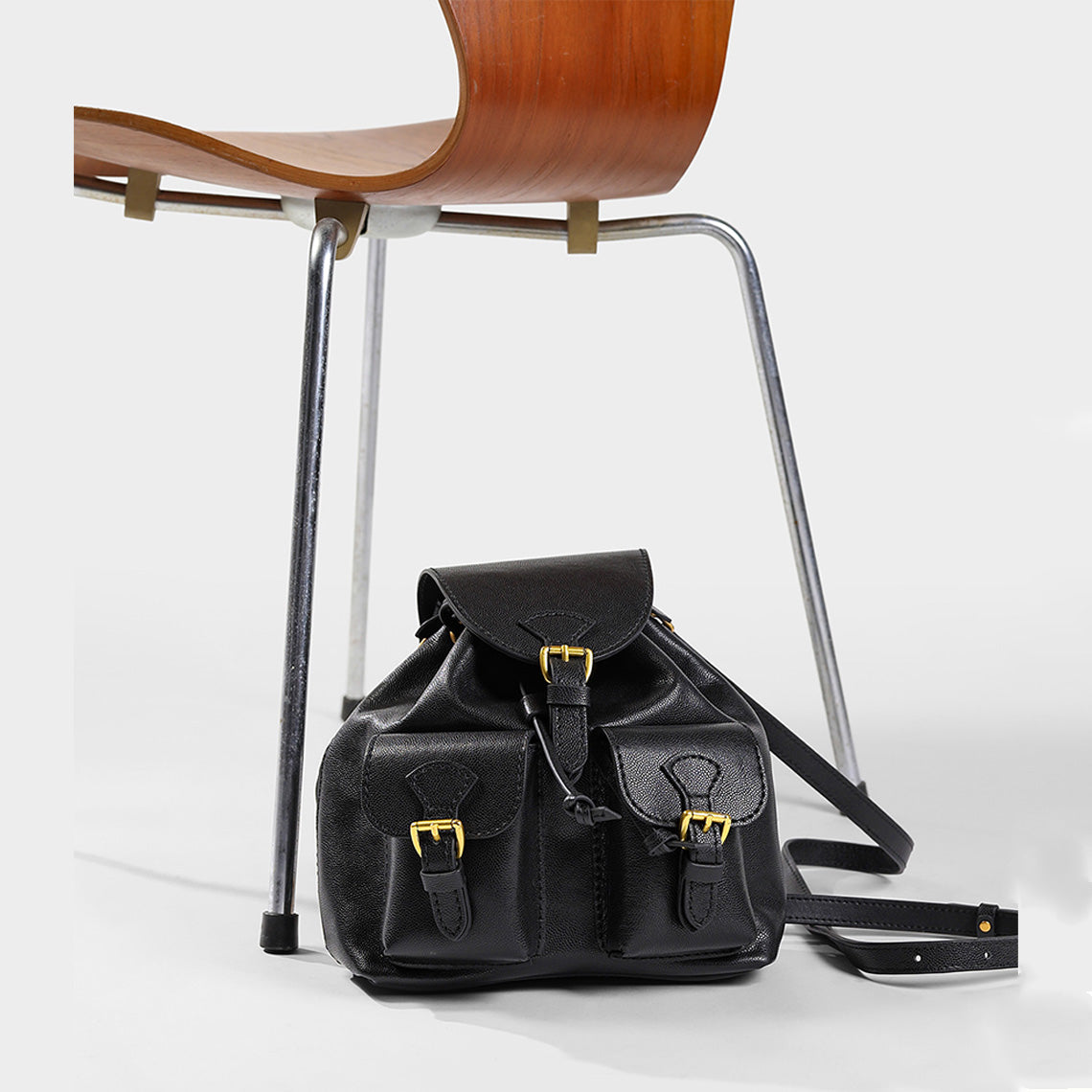 Top Grain Leather Black Backpack DIY Kit with Detachable Straps detail image 5