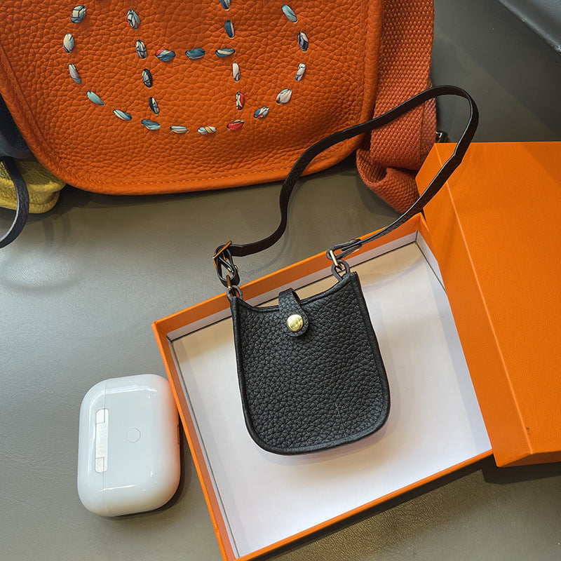 Top Grain Leather Mini Crossbody Bag Charm and AirPods Holder detail image 8