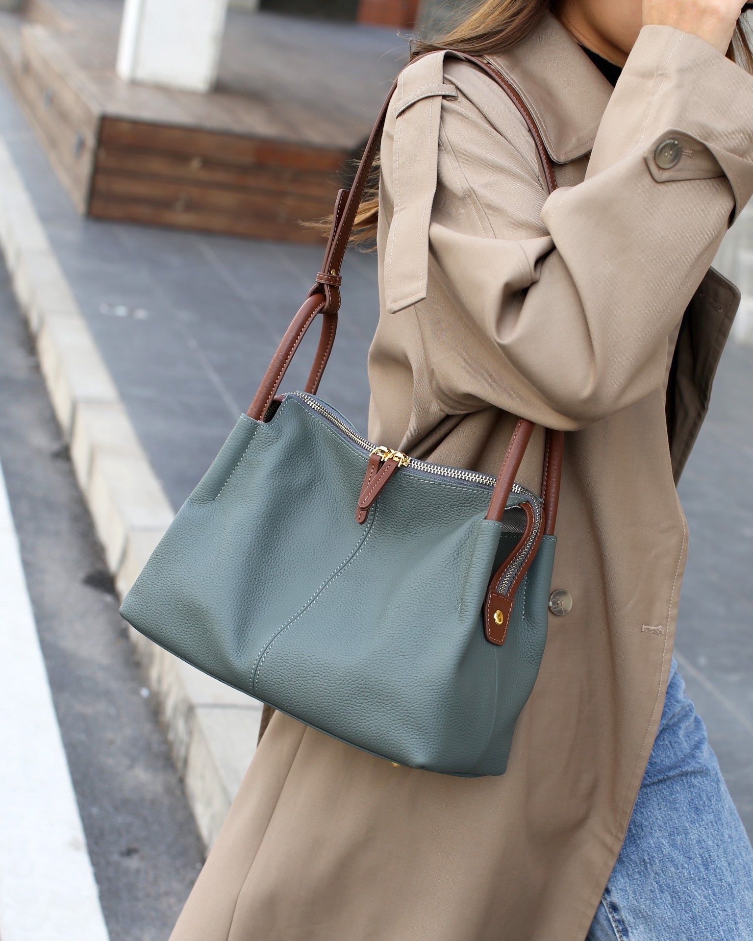 Top Grain Leather Shoulder Bag for Women - 5 Colors detail image 1