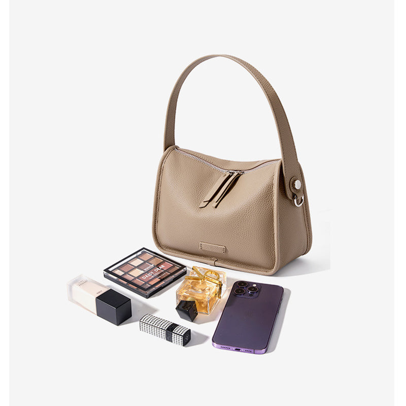 Top Grain Leather Handbag with Detachable and Adjustable Strap detail image 5