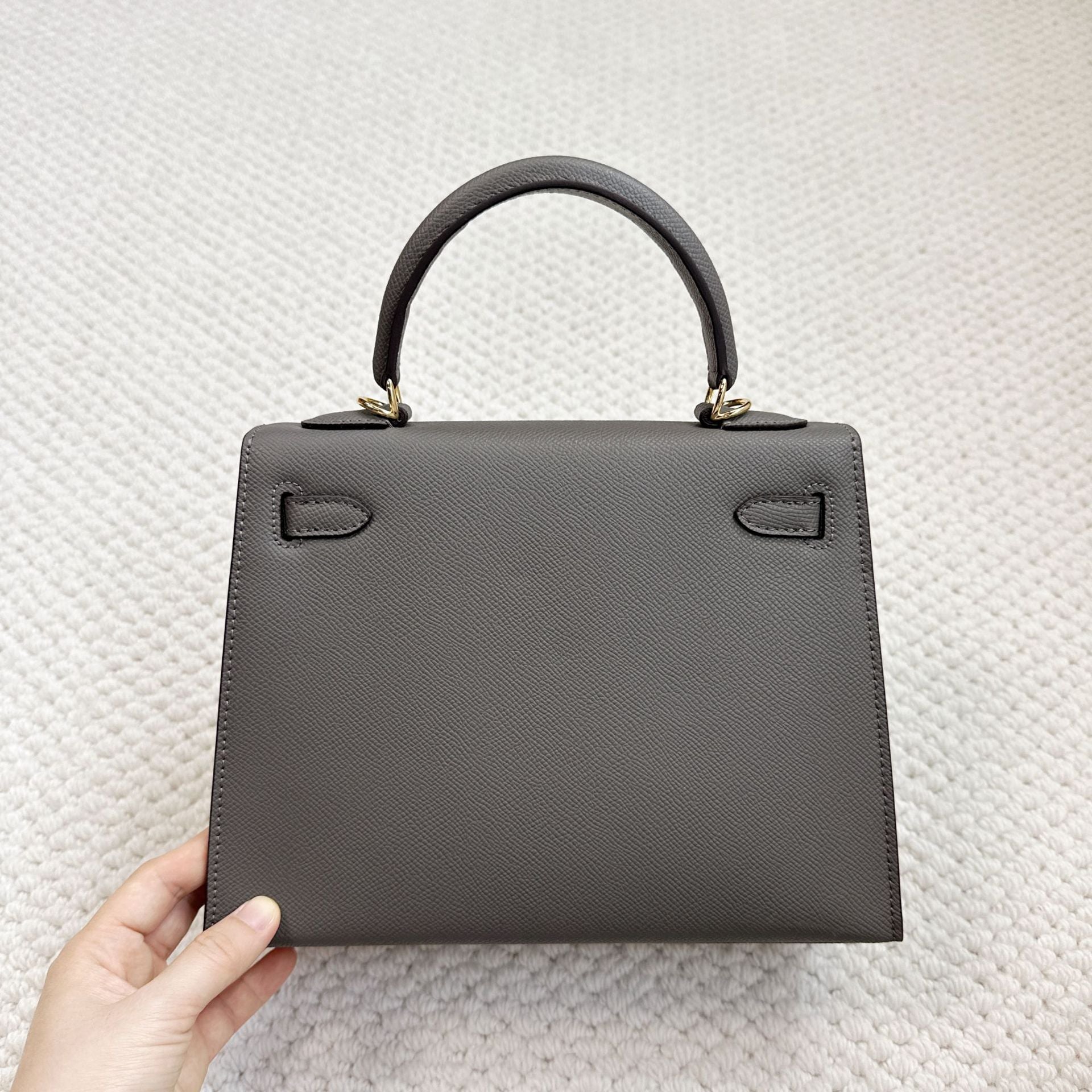 Top Grain Leather Fine Embossed Grain Top Handle Bag detail image 13