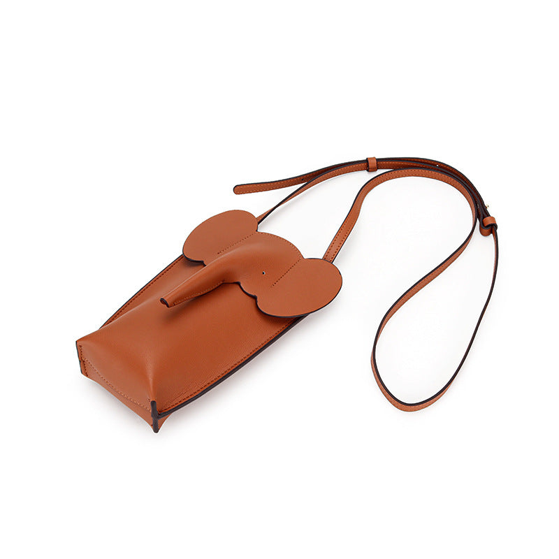 Elephant Small Mobile Phone Bag Coin Purse in Cowhide Leather detail image 7