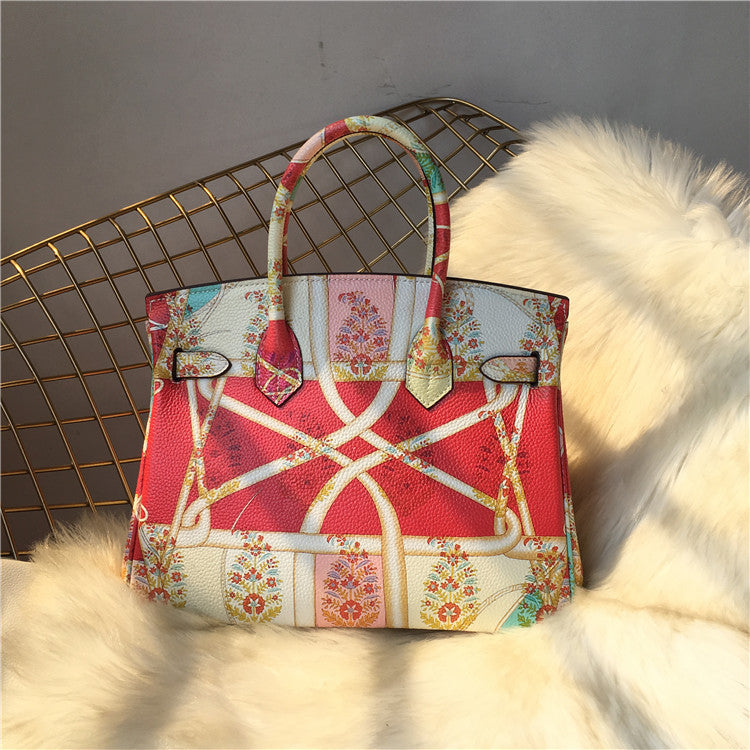 Graffiti Top Handle Bag 30cm Top Grain Leather Shoulder Bag detail image 5