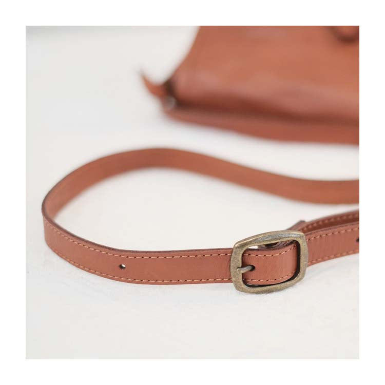 Small Square Leather Messenger Bag with Adjustable Strap – Black & Brown detail image 14