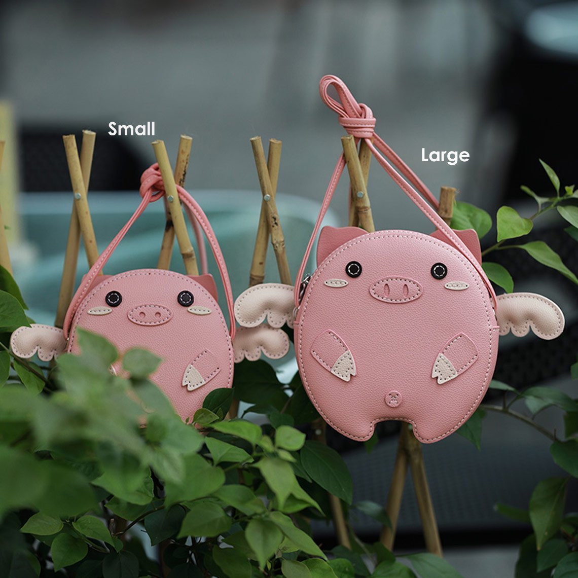 Handsew Gift Leather DIY Kit – Flying Pig Crossbody Bag (Pink/White, Big/Small) detail image 2