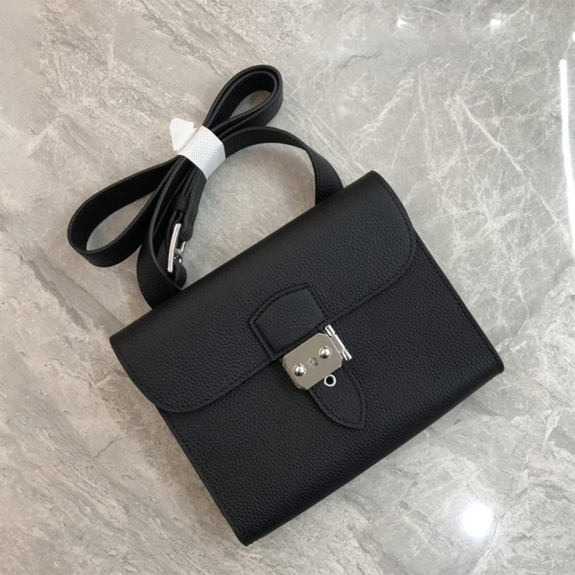 Top Grain Leather Mini Flap Bag – Compact Everyday Crossbody detail image 12