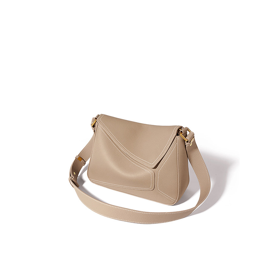 Top Grain Leather Geometric Panel Bag with Detachable Straps detail image 12