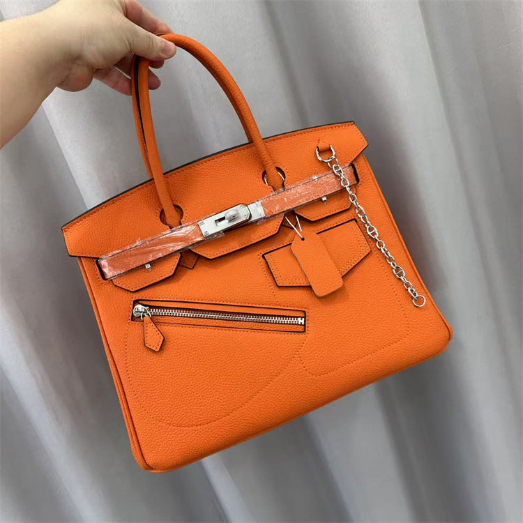 Rock Top Handle Bag in Top Grain Leather – Unisex, 25cm & 30cm detail image 5