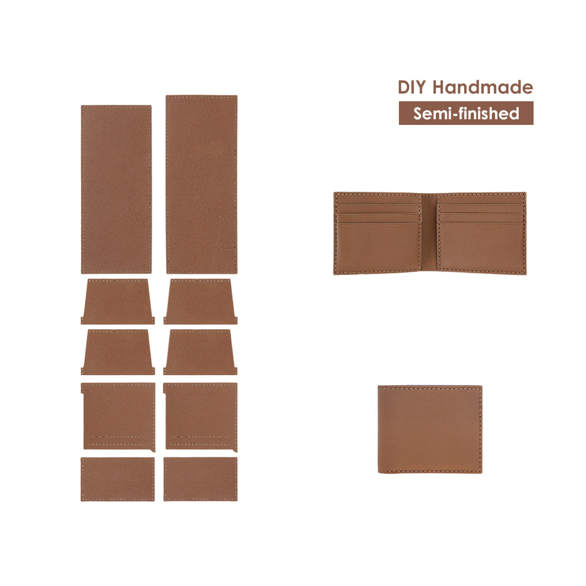 Handsew Your Own Top Grain Leather Card Wallet DIY Kit – Grey or Brown product image 1
