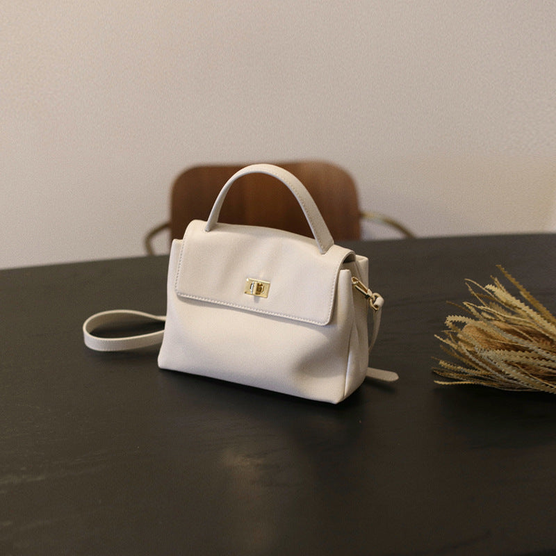 Soft Leather Square Bag for Women – Handbag, Shoulder Bag, Crossbody in Yellow, Black, Brown, Off-white detail image 7