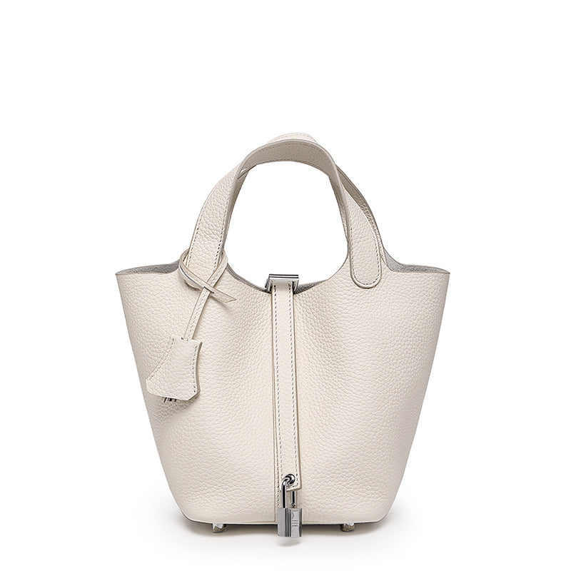 Top Grain Leather Lock Tote Bag - Multiple Colors and Sizes detail image 18
